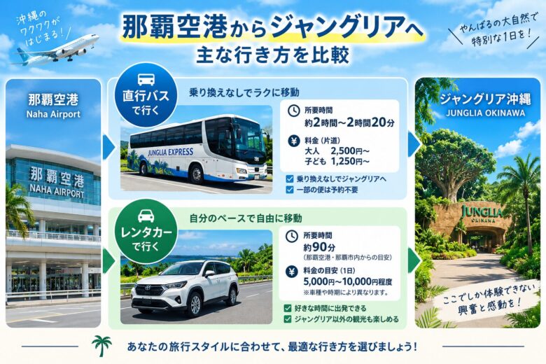 那覇空港からジャングリアへの行き方を比較